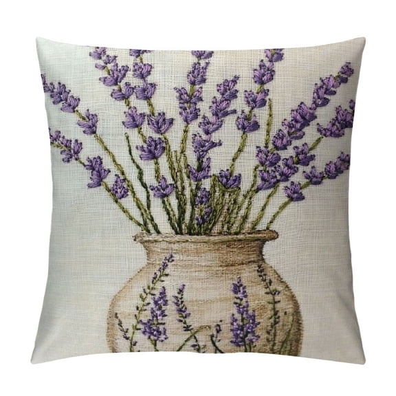Patifu Lavender Pillow Covers for French Country Decor Farmhouse Purple Flower Decorative Cushion Case Outdoor Throw Pillowcase Sofa Couch 12x12in