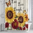 thumbnail image 3 of Sunflower Butterfly Shower Curtain for Bathroom Decor, Yellow Red Floral Waterproof Fabric Shower Curtain, 72"x78" Set with 12 Hooks, 3 of 9