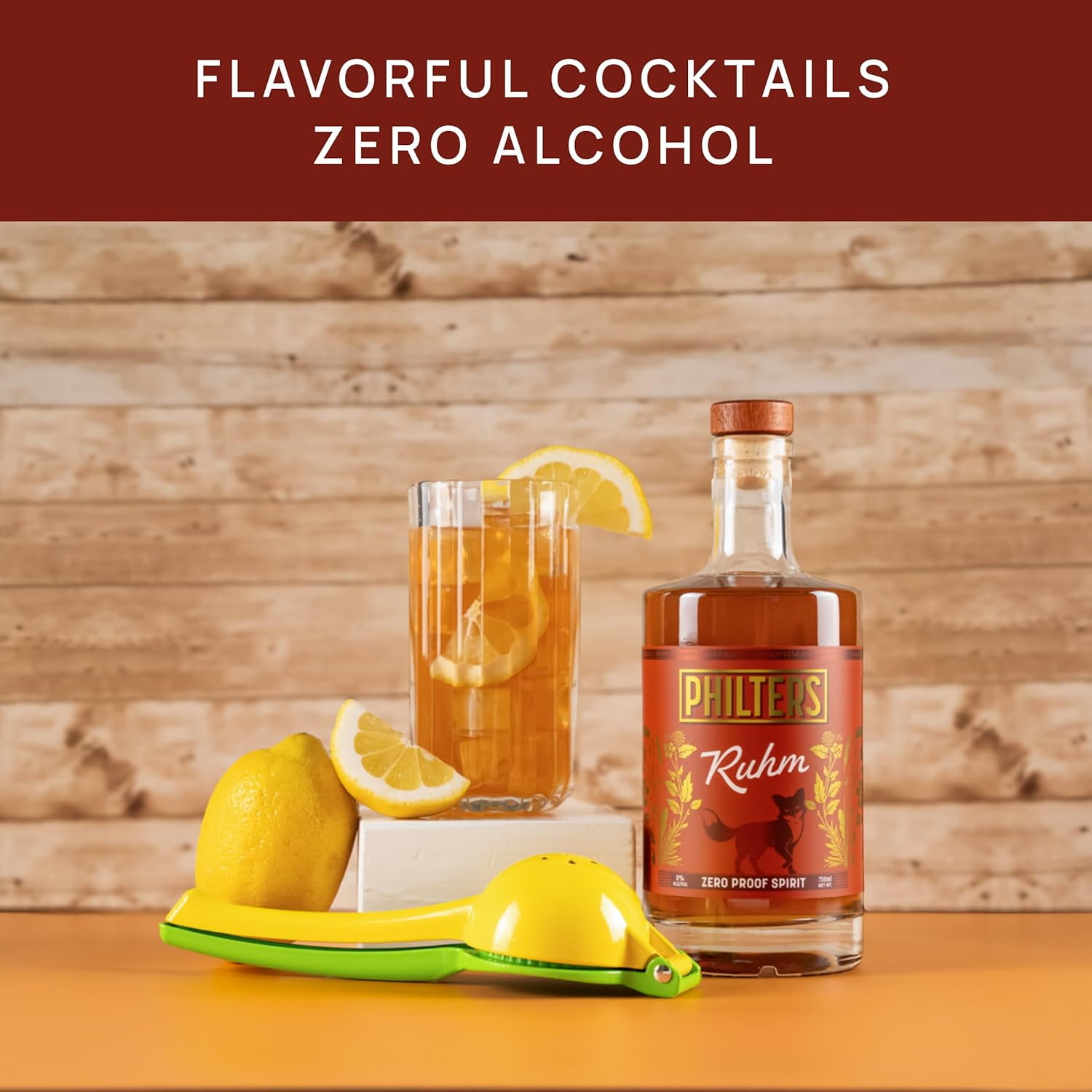 Philters Non-Alcoholic Ruhm, Zero Proof Rum Spirit, Alternative Drink, Natural Flavors, 25 Fl Oz