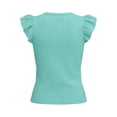 thumbnail image 6 of ClodeEU Women’s V Neck Puff Short Sleeve T Shirt with Button ,Casual Solid Color Top Mint Green,Women's Plus L, 6 of 6