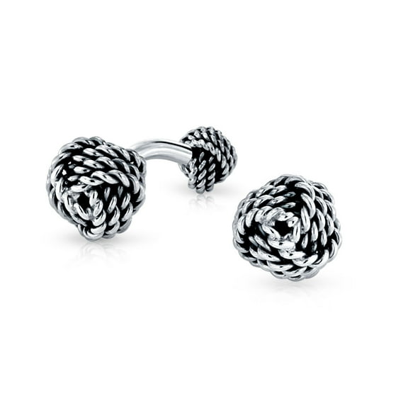 Bling Jewelry Mens Solid Double Sided Love Knot Shirt Cufflinks for Men - Sterling Silver Gift