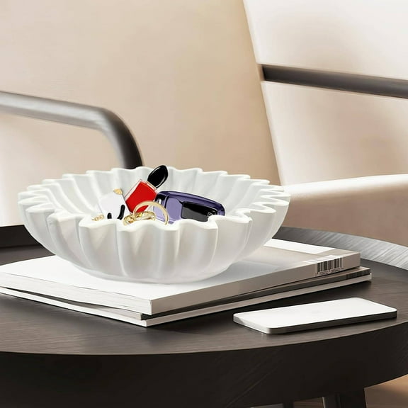 BESTOYARD Multipurpose Storage Bowl White Decorative Fruit Bowl for Home and Office