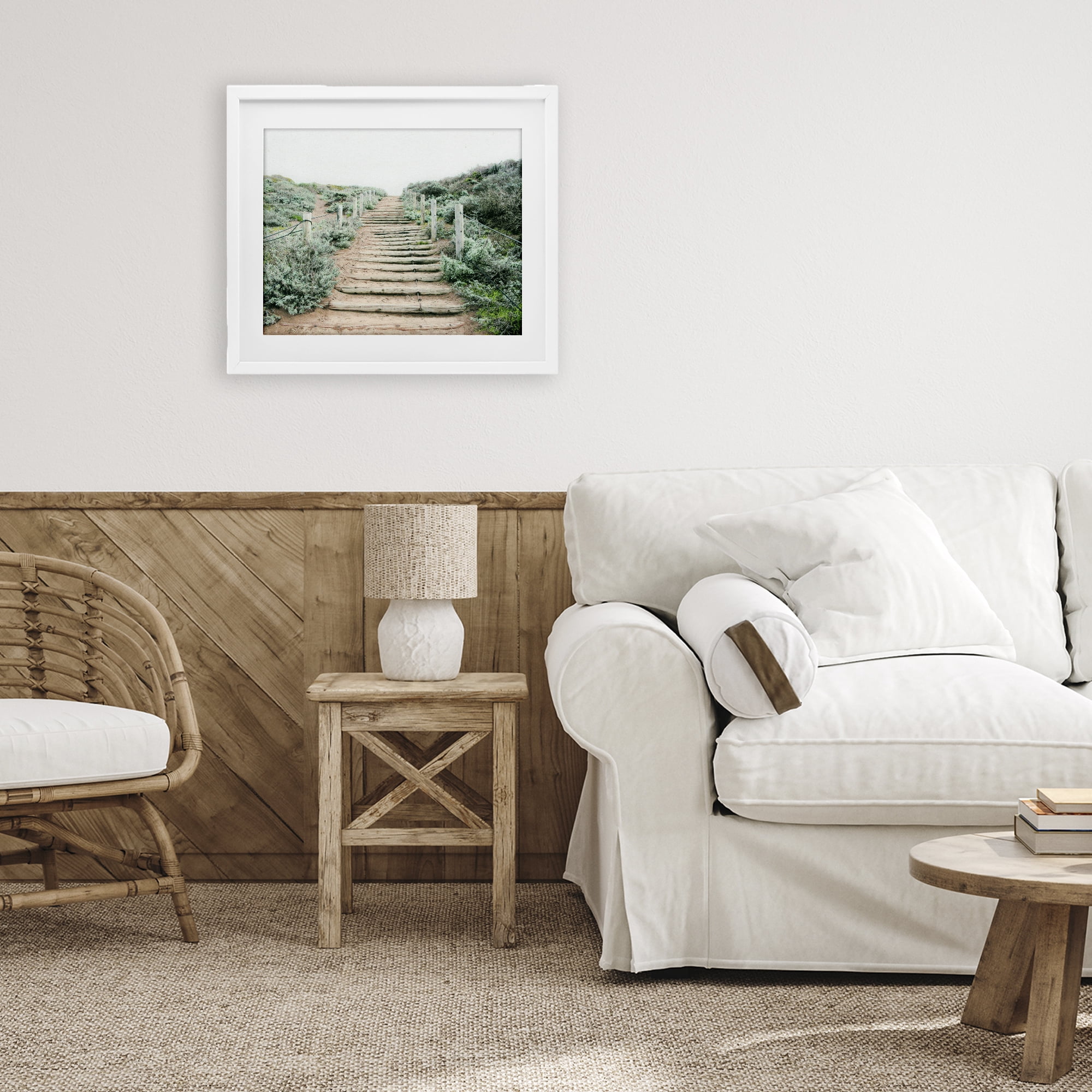Stupell Industries Stairway To Heaven Path White Framed Print Under Glass, design by Leah Noel Art