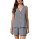 thumbnail image 1 of Conjunto de 2 piezas INSPIRE CHIC para el Día de la Madre, blusa sin mangas de verano con escote en V de cuadros y pantalones cortos, negro S, 1 of 6