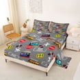 thumbnail image 2 of Castle Fairy Cartoon Train Pattern Queen Sheet Sets 4 Pieces for Boys, Ticket Print Bed Set for Bedroom, Gray Red, 2 of 6