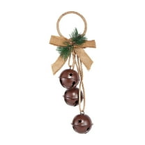 yulier Christmas Decorative Bells, 3 Pieces Vintage Metal Bells on Hanging Rope, Christmas Decorations Bell Ornaments Christmas Tree Wreath Door Wall Decor