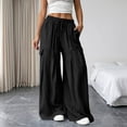 thumbnail image 2 of Edvintorg Lounge Pants Women with Pockets Flowy Lightweight Elastic Waisted Loose Cascual Wide Leg Trouser with Pockets Womens Clothes Black XL, 2 of 8