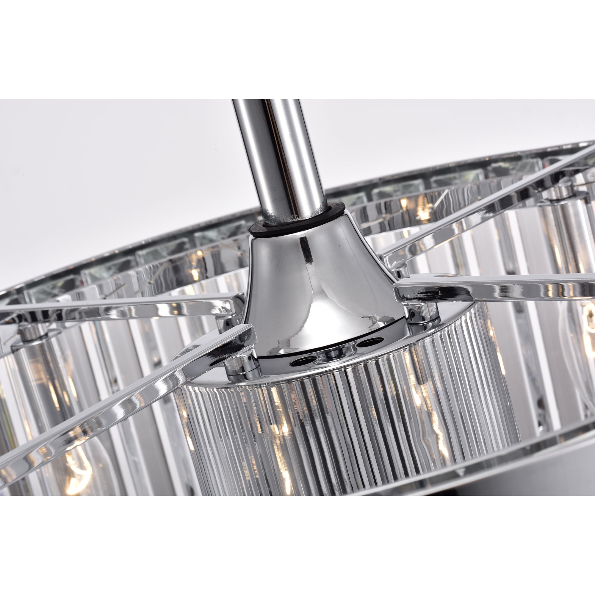 Gavin Chrome 19-Inch 4-Light Metal & Crystal Drum Shade Fandelier