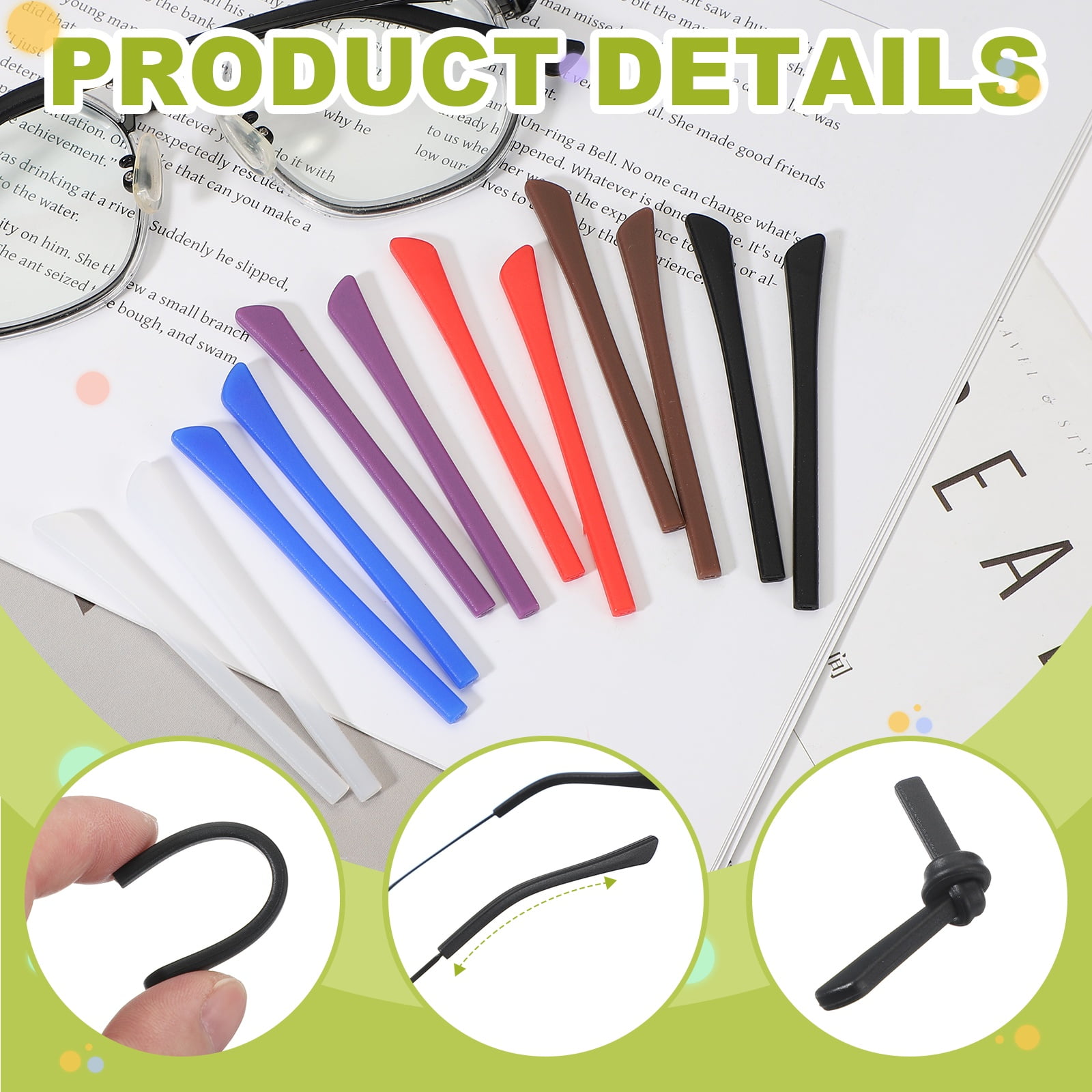 Unique Bargains Replacement Temples Silicone Eyeglass End Tips Glasses Black/Brown