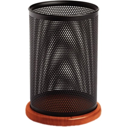 Distinctions Jumbo Metal and Wood Pencil Cup, 4 1/2 dia. x 6 1/2, Black/Cherry