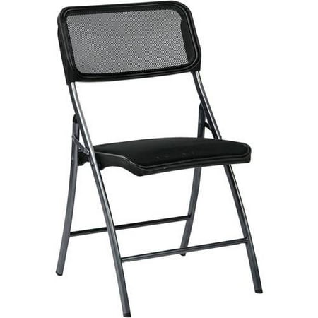 Office Star Folding Chair with Screen Seat and Back, Ships 2 Per Carton, Multiple Colors