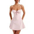 thumbnail image 2 of Elippeo Women Summer Mini Cami Dress Solid Color Sleeveless Tie Up Above Knee Party Dress, 2 of 8
