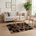 thumbnail image 3 of ODIKA 4'x6' Washable Area Rug Geometric Mosaic Bold Interlocking Motifs Brushstroke Abstract Flowing Dynamic for Bedroom, Reading Nook, Pet Friendly & Non-Shedding, 3 of 7