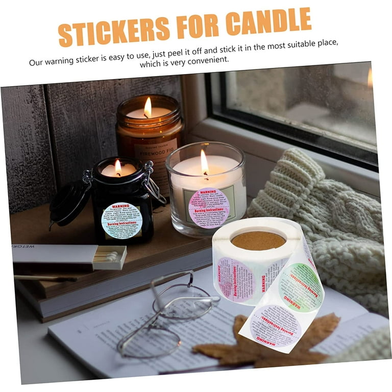 Red Warning Candle Stickers, 1.5 Round, Self-adhesive