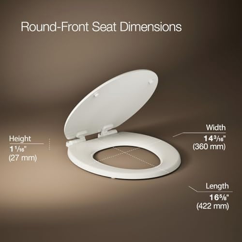 Stonewood Quiet-Close, Round Toilet Seat Soft Close, Durable Wood, Easy Installation, Universal Fit, Home Essentials, Biscuit Finish, K-20467-96 (Pack of 4)