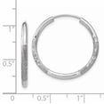 thumbnail image 2 of Beautiful 14k White Gold 2mm Diamond-cut Endless Hoop Earrings, 2 of 2