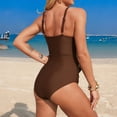 thumbnail image 4 of Womens One Piece Swimsuit Cowl Neck Bathing Suit Draped Front Tummy Control Monokini Swimwear, M, 4 of 5