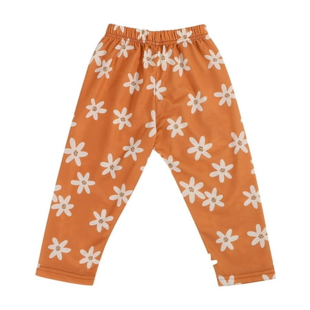 

Cathalem Family Pajamas Pants 3x Daisy Print Trousers Casual Girl s Long-sleeved Two-piece Family Matching Pajama Pants Suit Orange 110