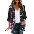 thumbnail image 2 of Nrmvnmi Women Open Front Lightweight Cardigan Summer Puff Sleeve Cardigans Fashion Floral Printed Kimono Cardigan Casual Loose Fit Cover Up Blouse Tops, 2 of 5