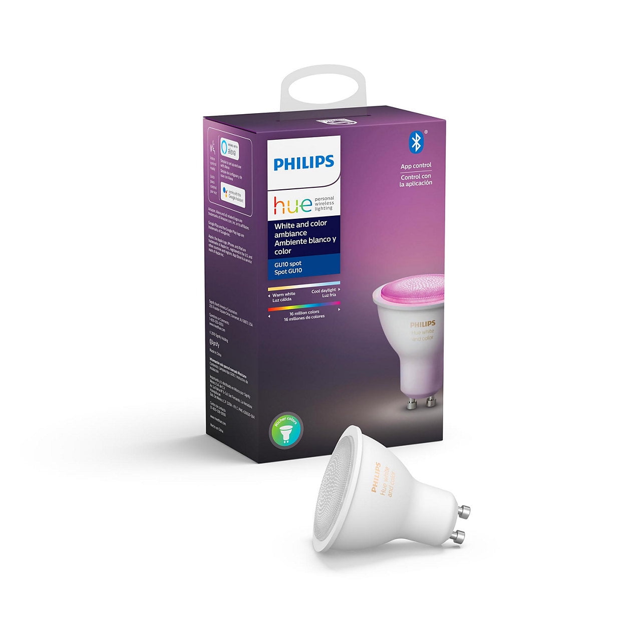 Works Philips Hue White Smart Bulb 3 Pack LED Bundle with Bluetooth GU10 Spot 