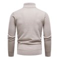 thumbnail image 4 of TFEOQRY Pullover Sweater for Men Fashion Solid Color Slim Fit Thermal Knitwear Long Sleeved Turtleneck Sweater Top Beige, 4 of 7