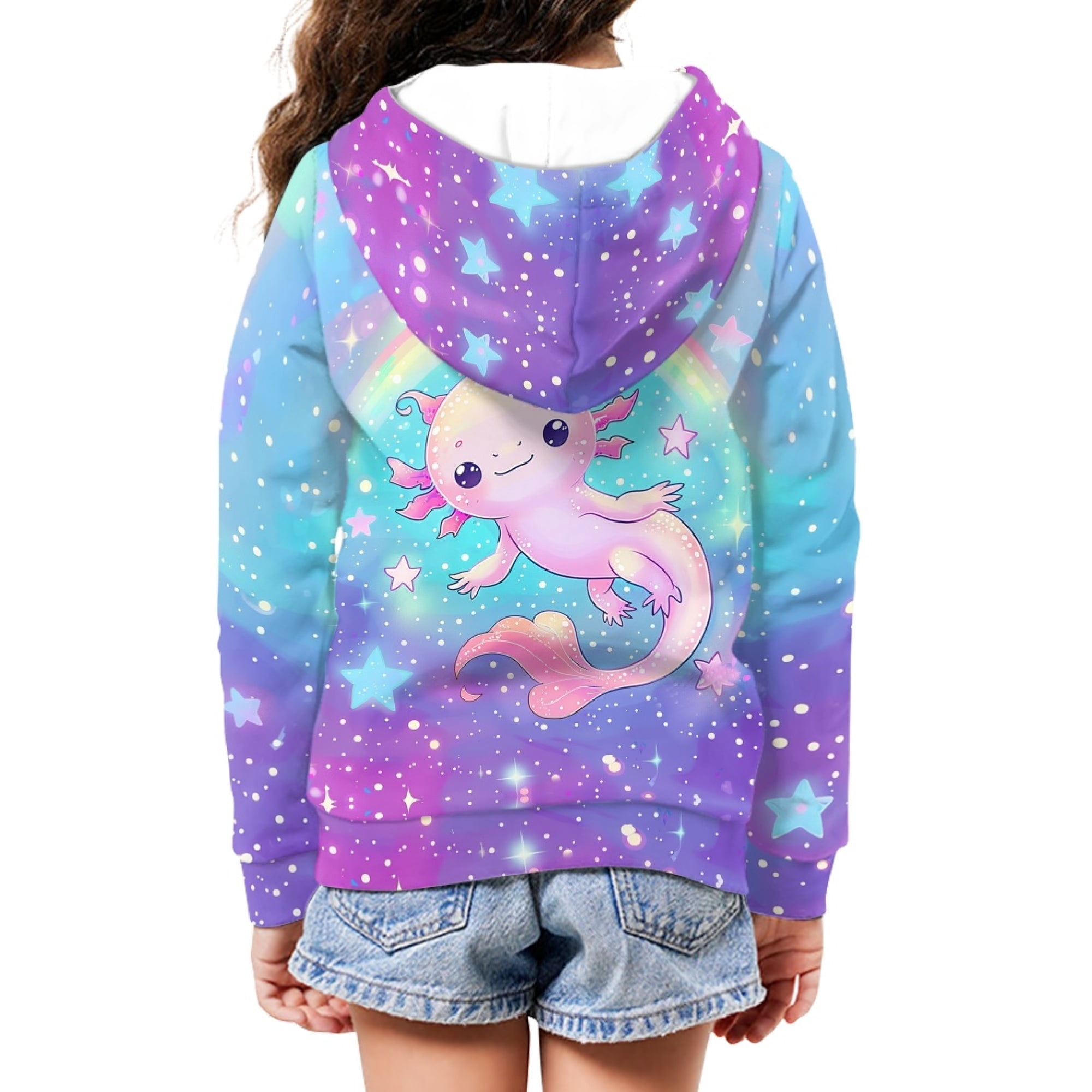 DISNIMO Axolotl Hoodie for Girls Rainbow Hoodie Kids Galaxy Hoodie for Girls 6-7 Hoodies Sweatshirt Boys Hooded Sweatshirts Zip Hoodie Girls Jacket Hoodie Kids Long Sleeve Hoodies Cloth Children