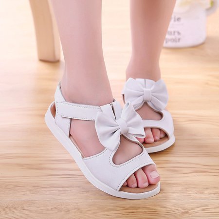 

NEGJ Toddler Kids Children Summer Sandals Fashion Bowknot Girls Flat Pricness Shoes