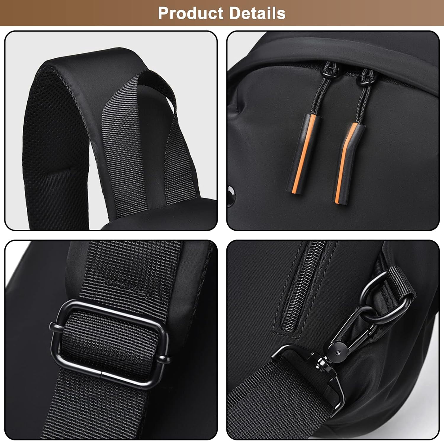 SikaFu Men's Lightweight Oxford Cloth Chest Bag Casual Daypack Crossbody Sling Bags for Hiking Cycling with USB Charging