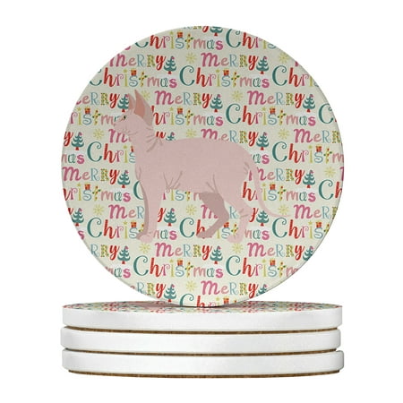 

Sphynx Cat Christmas Large Sandstone Coasters Pack of 4 4 in x 4 in