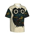 thumbnail image 2 of Daiia Owl with Mandala Hawaiian Shirt for Men Gentle Cotton Regular Short Sleeve Casual-X-Large, 2 of 9