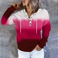 thumbnail image 2 of Womens Casual Hoodies Fashion Printed Front Pocket Drawstring Sweatshirt with Buttons Long Sleeve Pullover Tops (XL, Hot Pink A), 2 of 6