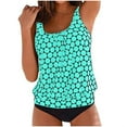 thumbnail image 4 of Jacenvly Women Tankini Set Two Piece Clearance Fashion Sleeveless Swimsuit Contrast Color Crewneck Surfing Swimwear Soft Women'S New Split Swimsuit Casual Bikini Swimsuit Mint Green, 4 of 7
