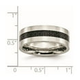 thumbnail image 2 of Stainless Steel Flat Band Black Carbon Fiber Flat 8mm Polished Band Ring Size 10 Ring for Women and Men, 2 of 2
