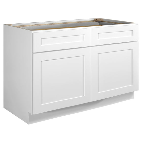 Design House Brookings Ready to Assemble Wood Shaker 2-Door and 2-Drawer Kitchen Base Cabinet (48 x 34.5 x 24), Sherwin Williams® White
