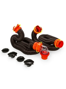 Camco RHINO FLEX 20-Foot Camper RV Sewer Hose Kit - Polyolefin, Black and Orange (39744)