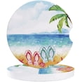 thumbnail image 1 of FMSHPON Slippers Beach Ocean Coconut Tree Watercolor Set of 6 Car Coaster for Drinks, Absorbent Ceramic Stone Coasters Cup Mat with Cork Base for Home Kitchen Room Coffee Table Bar Decor, 1 of 5