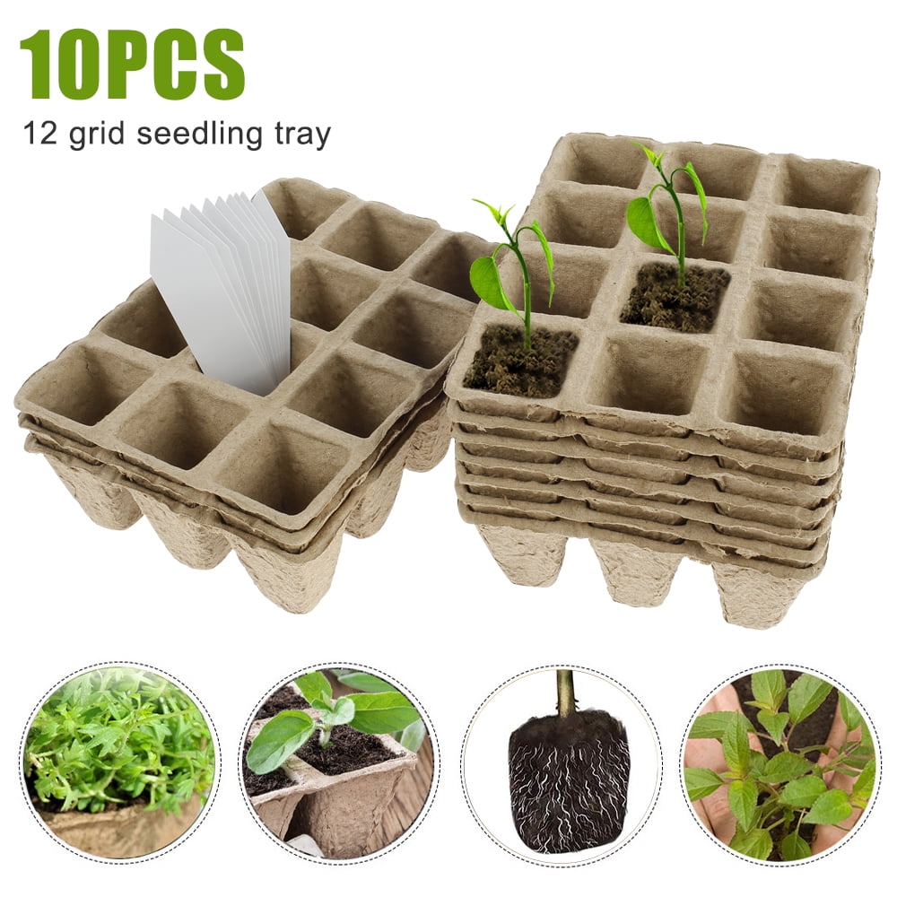 Willstar 10X 12Cells Plant Seed Starter Trays Pots Biodegradable
