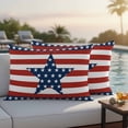 thumbnail image 5 of Independence Day Pillow Covers 2 Pack Pentagram American Flag Pillowcase Waterproof Outdoor Throw Pillow Cover for Patio Balcony Rectangular Cushion 20”x12”, 5 of 9