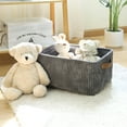 thumbnail image 2 of Mainstays Grey Corduroy Decorative Storage Basket with Leather Handles, 2 of 15