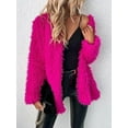 thumbnail image 2 of RED DOT BOUTIQUE - Plus Size Open Front Statement Waterfall Collar Long Sleeves Fuzzy Coat Jacket Hot Pink Fuchsia, 2 of 5