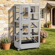 Aivituvin Large Ferret Cage 5 Levels Chinchilla Cage with Wheels Wooden Rat Cages Upgrade Metal Frame Guinea Pig House for Indoor Outdoor