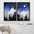 thumbnail image 3 of IDEA4WALL Framed Wall Art Print Set Blue & Black Watercolor Star Sky & Mountain Forest Nature Wilderness Modern Rustic Colorful for Living Room, Bedroom, Office - 24"x36"x2 Black, 3 of 5