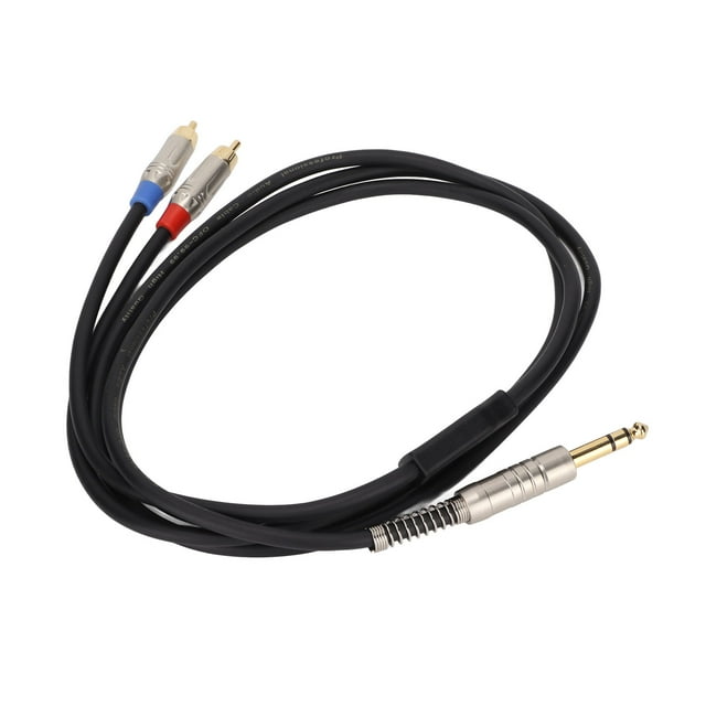 Cable divisor de micrófono de 1/4 pulg. TRS macho a 2 RCA macho, conector de 6,35 mm TRS a 2 RCA, 5,9 pies