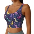 thumbnail image 2 of Goofa Colorful Dinosaur Printed Sports Bras for Women, High Impact Running Bra Workout Crop Tank Tops Longline Sports Bra Push up-X-Large, 2 of 9