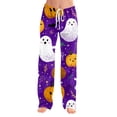 thumbnail image 3 of Fabrcox Halloween Women Pajama Pants Funny Ghost Pumpkin Spider Web Women Sleep Pants Fall Winter Festival Comfy Womens Lounge Pants Purple M, 3 of 6