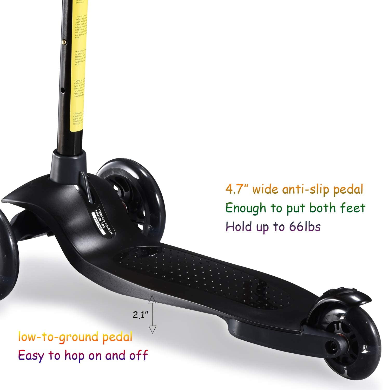 HighTech Mega GlideKick Scooter With Light - Black