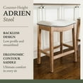thumbnail image 3 of Maven Lane Adrien Saddle Counter Stool In Weathered Oak Finish With Sand Color Fabric Upholstery, 3 of 7