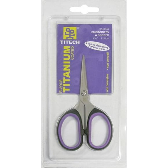 TITECH Embroidery Scissors, Titanium Finish, 4½″ (11.4 cm), 4 1/2"