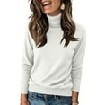 thumbnail image 2 of Sweaters for Women Long Sleeve Turtleneck Knit Pullover 2025 Spring Soft Fashion Tops White 2XL, 2 of 4