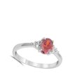 thumbnail image 4 of CHOOSE YOUR COLOR Oval Simulated Garnet Studded Promise Sterling Silver Ring Wedding Red CZ Female Size 5, 4 of 4